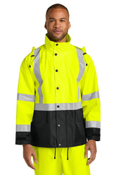 CornerStone® ANSI 107 Class 3 Rain Jacket - Safety Yellow/ Black - S/M
